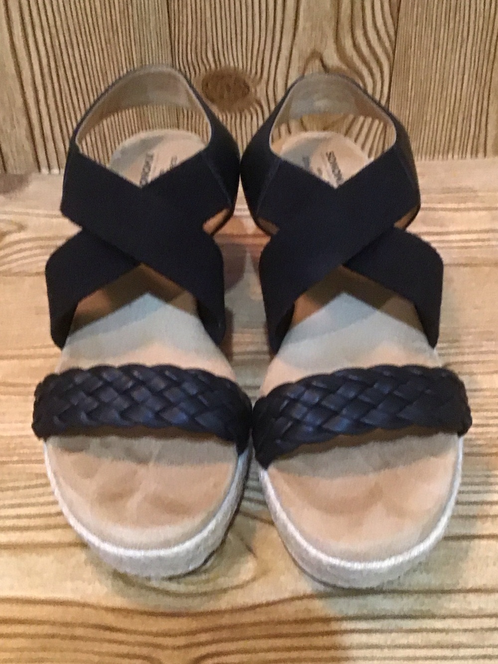 Women’s Sonoma Black Braided-Strap Wedge Sandals